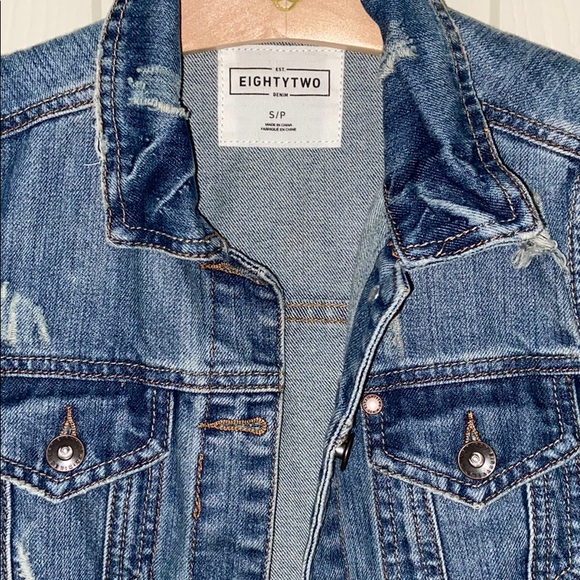 Sleeveless Distressed/Ripped Denim Vest, Size S - Picture 5 of 11